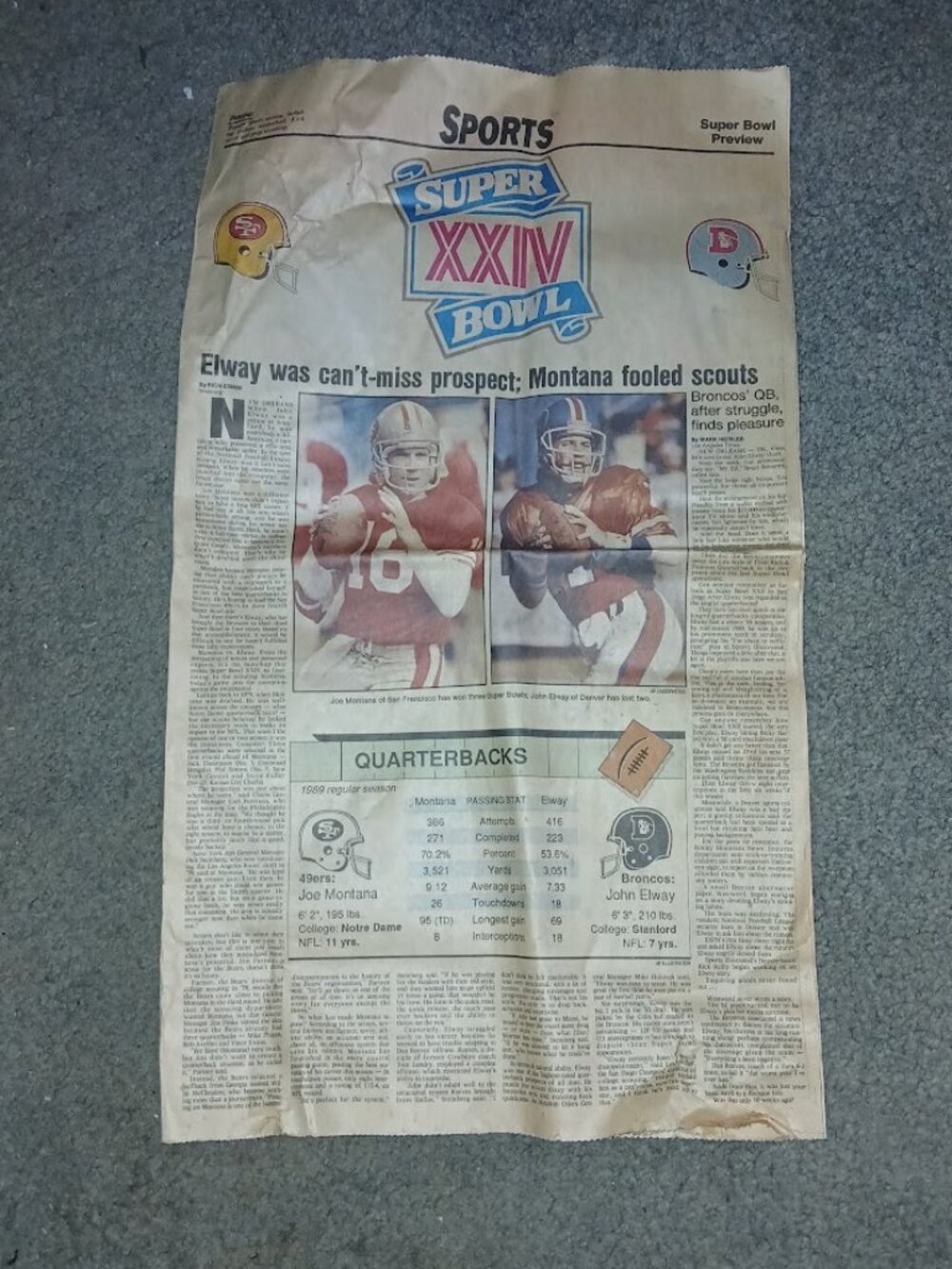 1990 Superbowl newspaper